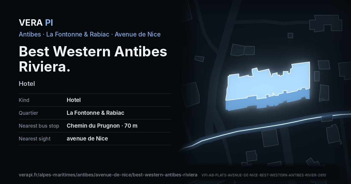 The VERA PI card for Best Western Antibes Riviera