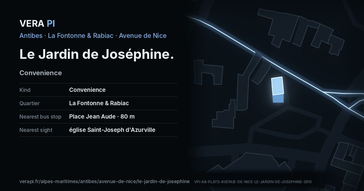 The VERA PI card for Le Jardin de Joséphine