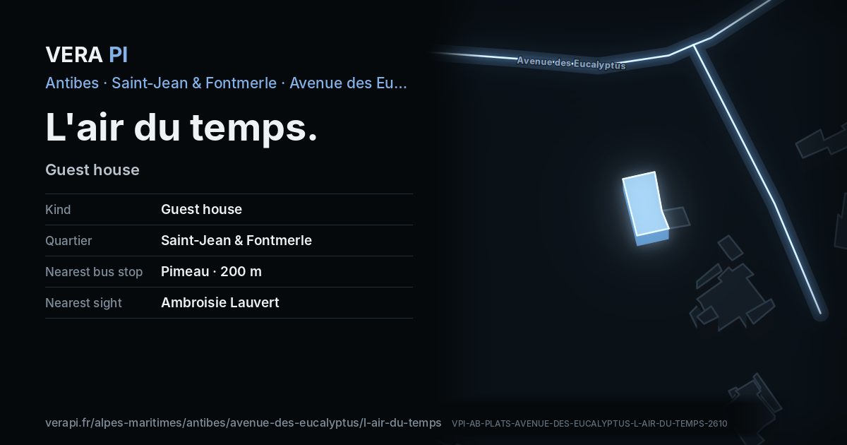 The VERA PI card for L'air du temps