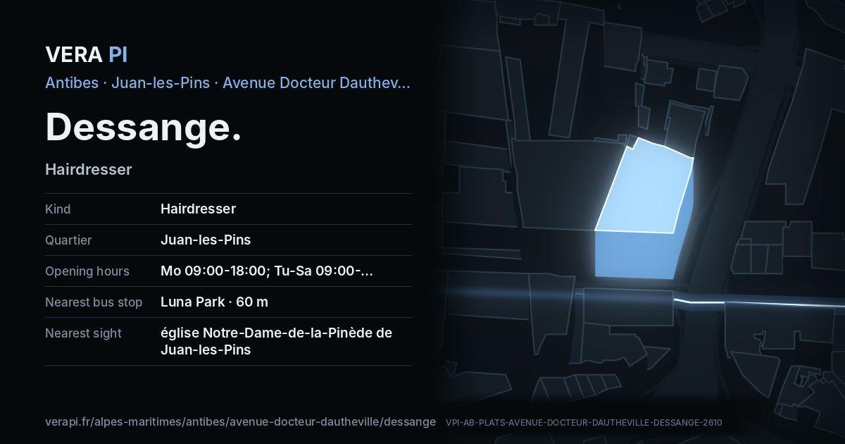 The VERA PI card for Dessange
