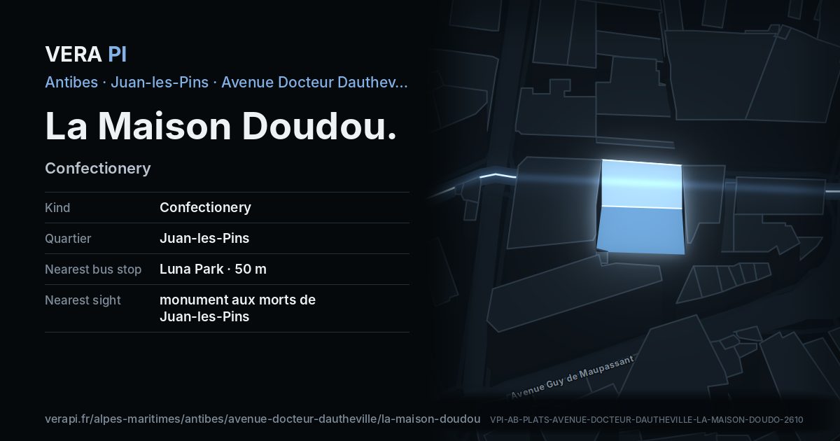 The VERA PI card for La Maison Doudou