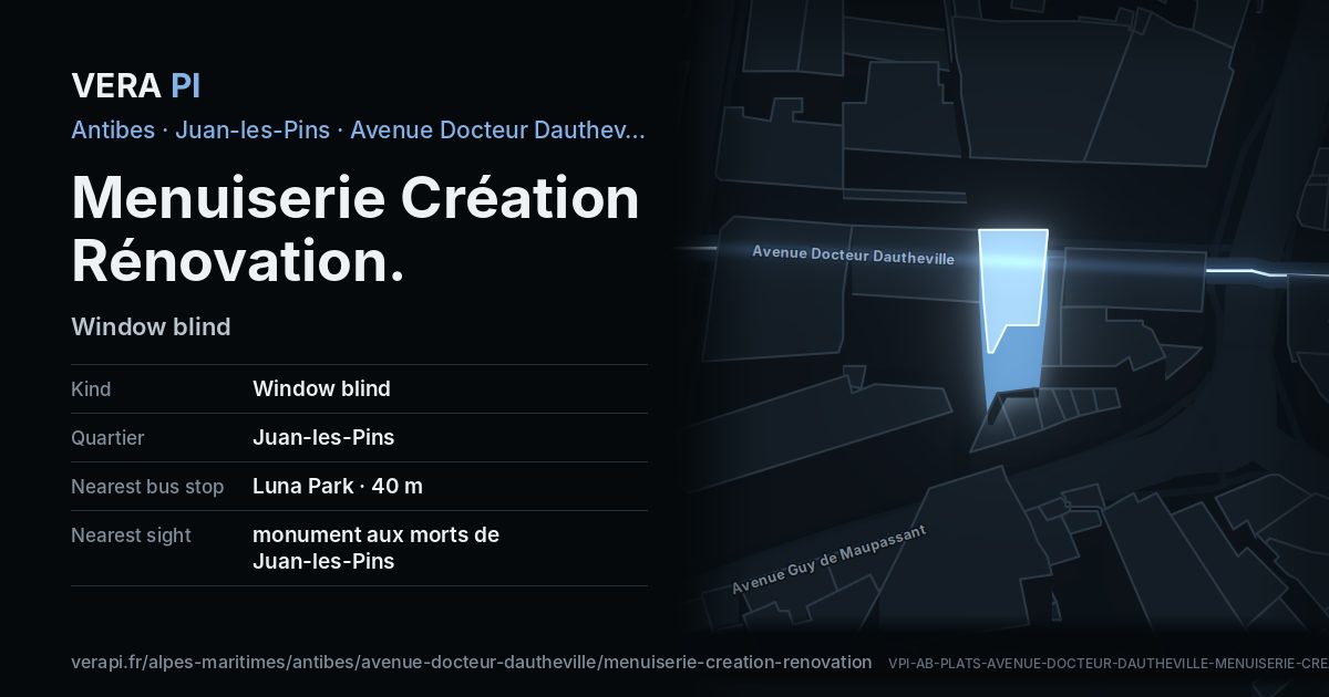 The VERA PI card for Menuiserie Création Rénovation