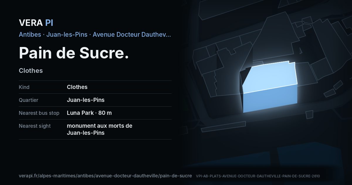 The VERA PI card for Pain de Sucre