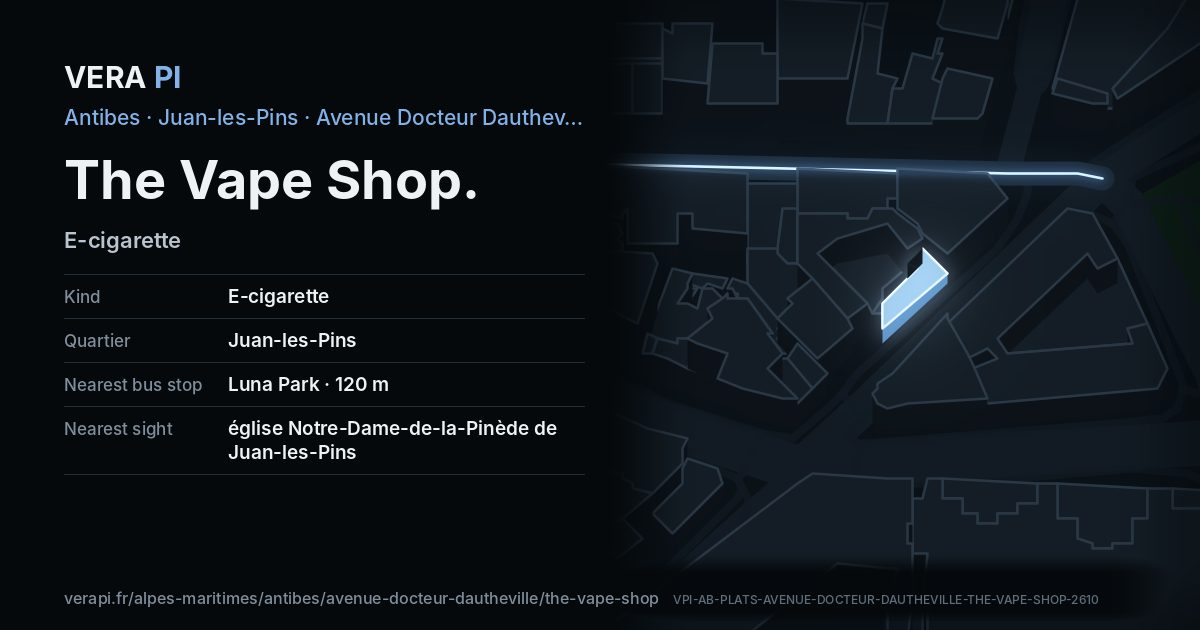 The VERA PI card for The Vape Shop