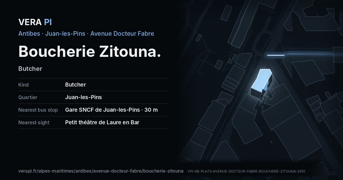 The VERA PI card for Boucherie Zitouna