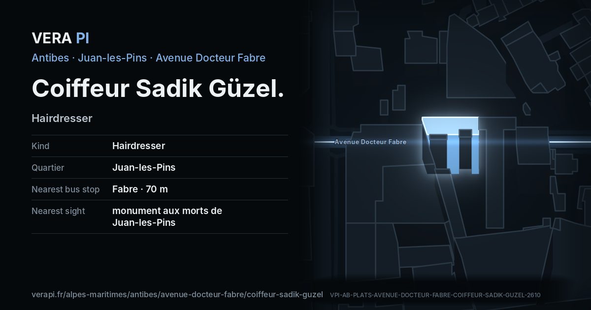 The VERA PI card for Coiffeur Sadik Güzel