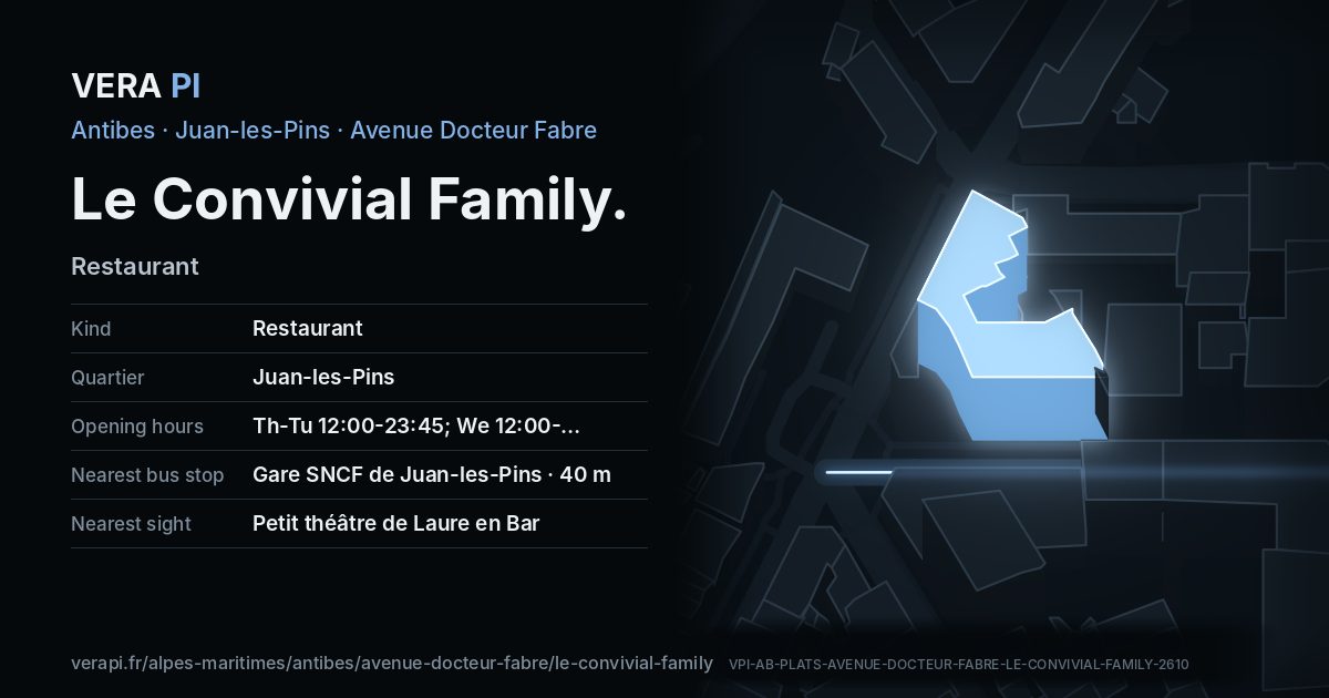 The VERA PI card for Le Convivial Family