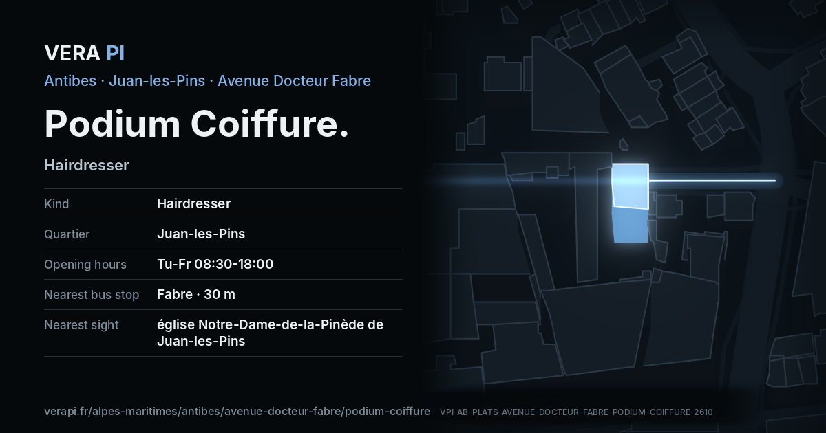 The VERA PI card for Podium Coiffure