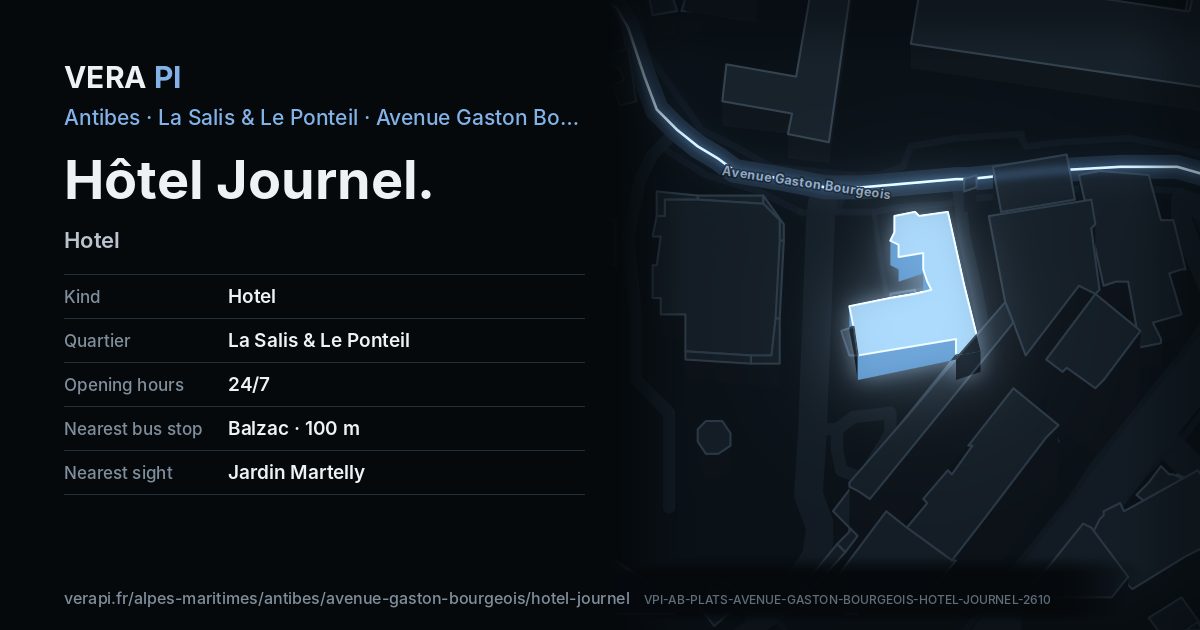 The VERA PI card for Hôtel Journel