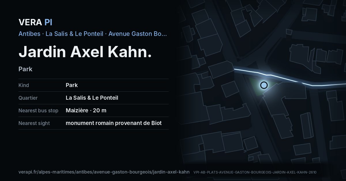 The VERA PI card for Jardin Axel Kahn