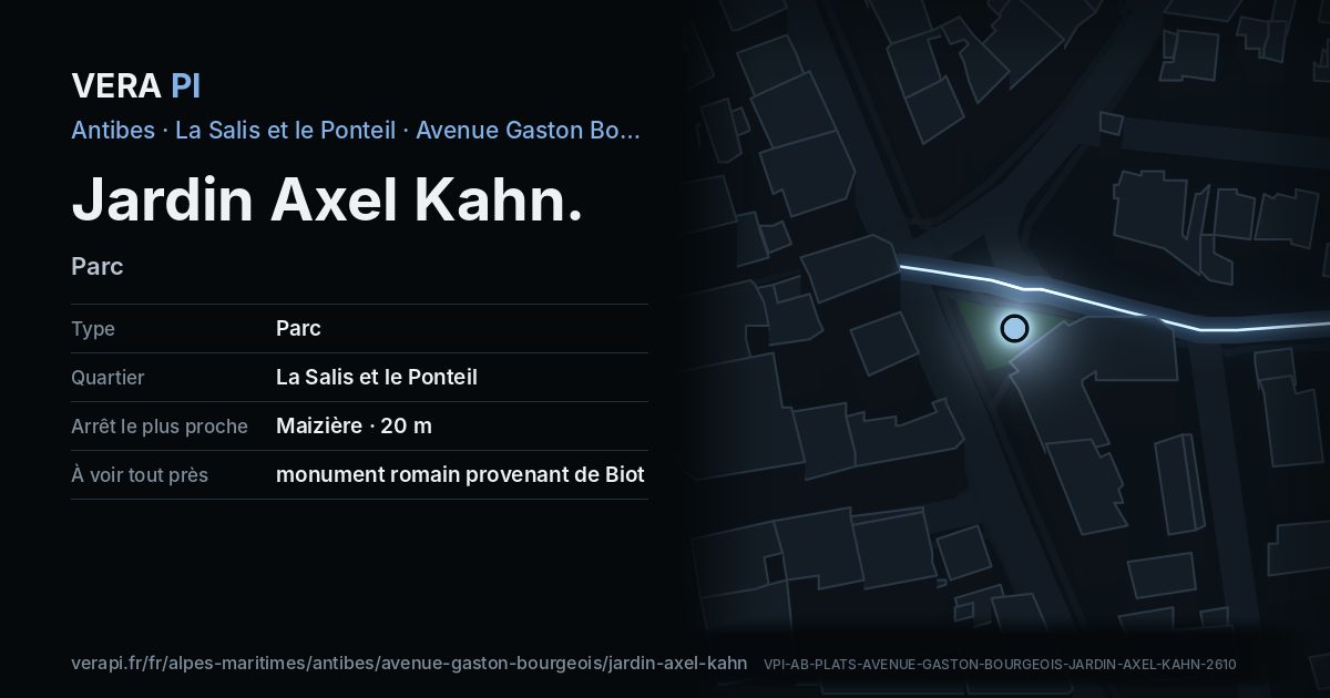 La carte VERA PI de Jardin Axel Kahn
