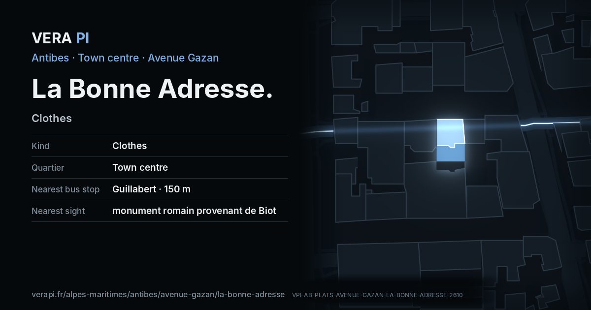The VERA PI card for La Bonne Adresse