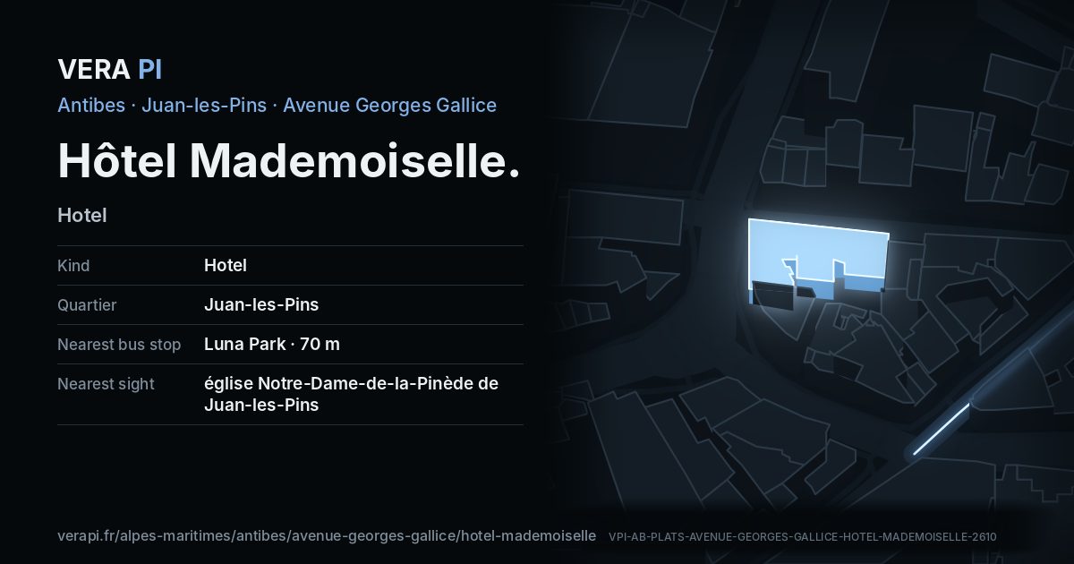 The VERA PI card for Hôtel Mademoiselle