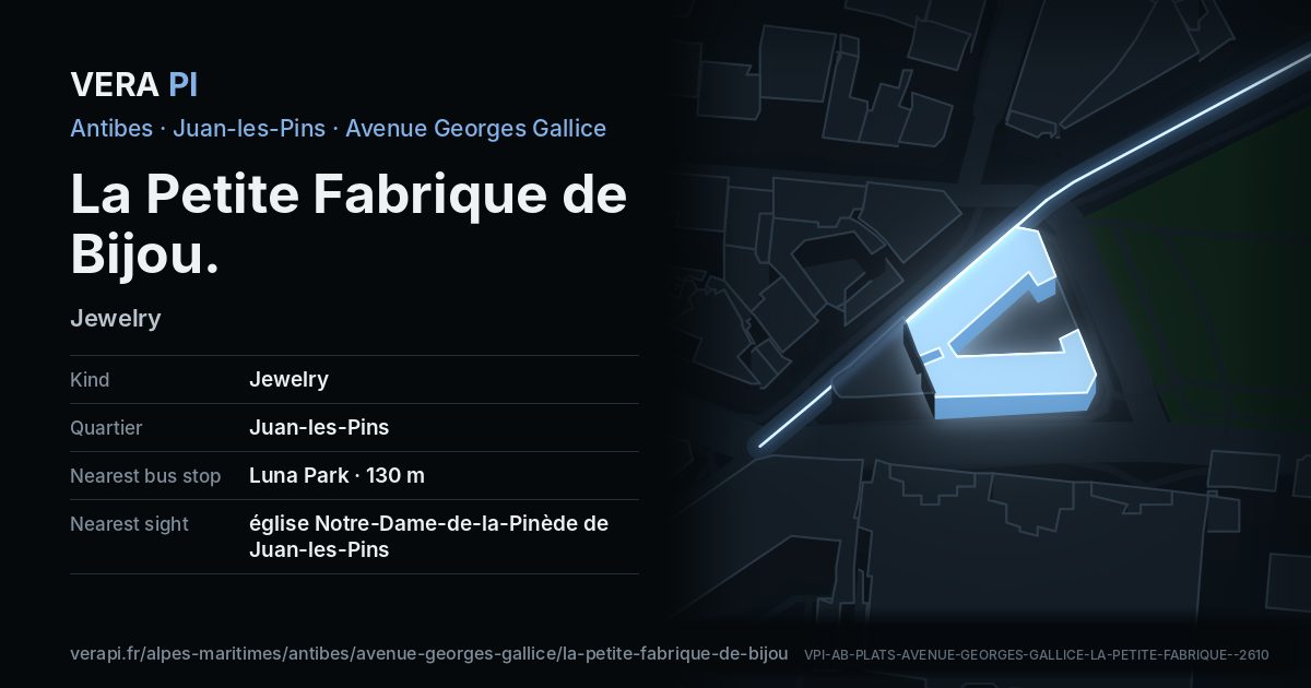 The VERA PI card for La Petite Fabrique de Bijou