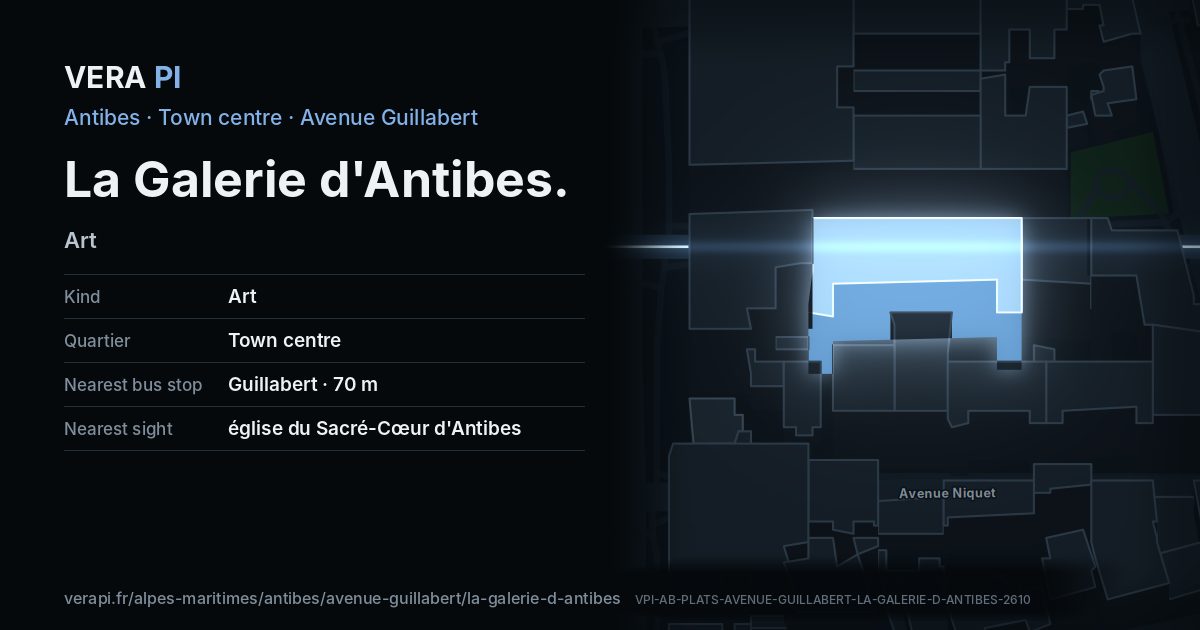 The VERA PI card for La Galerie d'Antibes