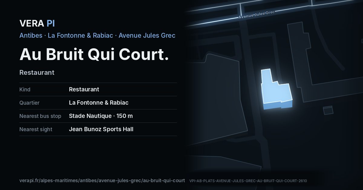 The VERA PI card for Au Bruit Qui Court