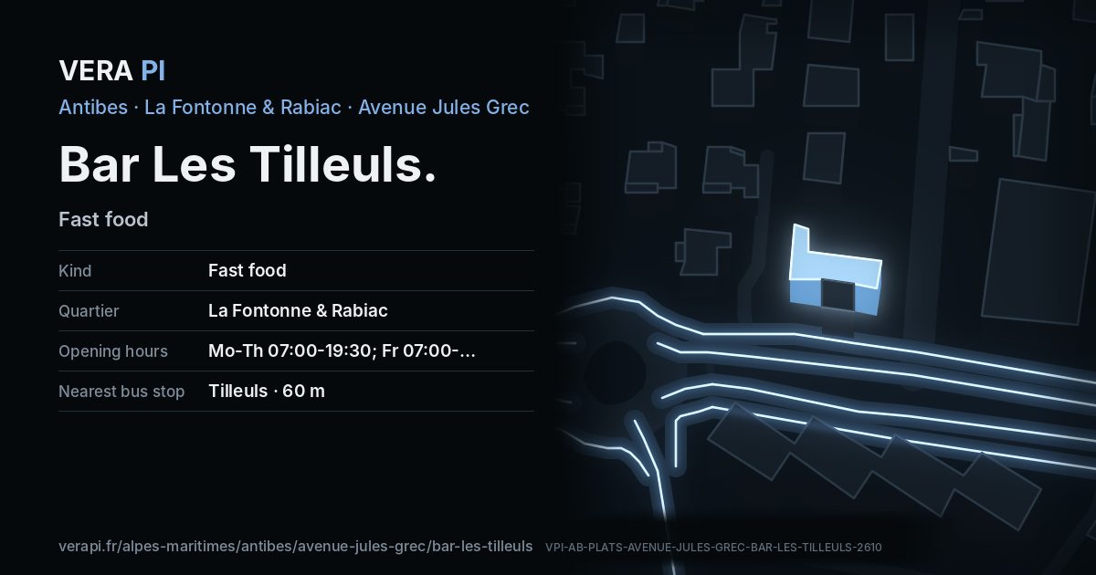 The VERA PI card for Bar Les Tilleuls