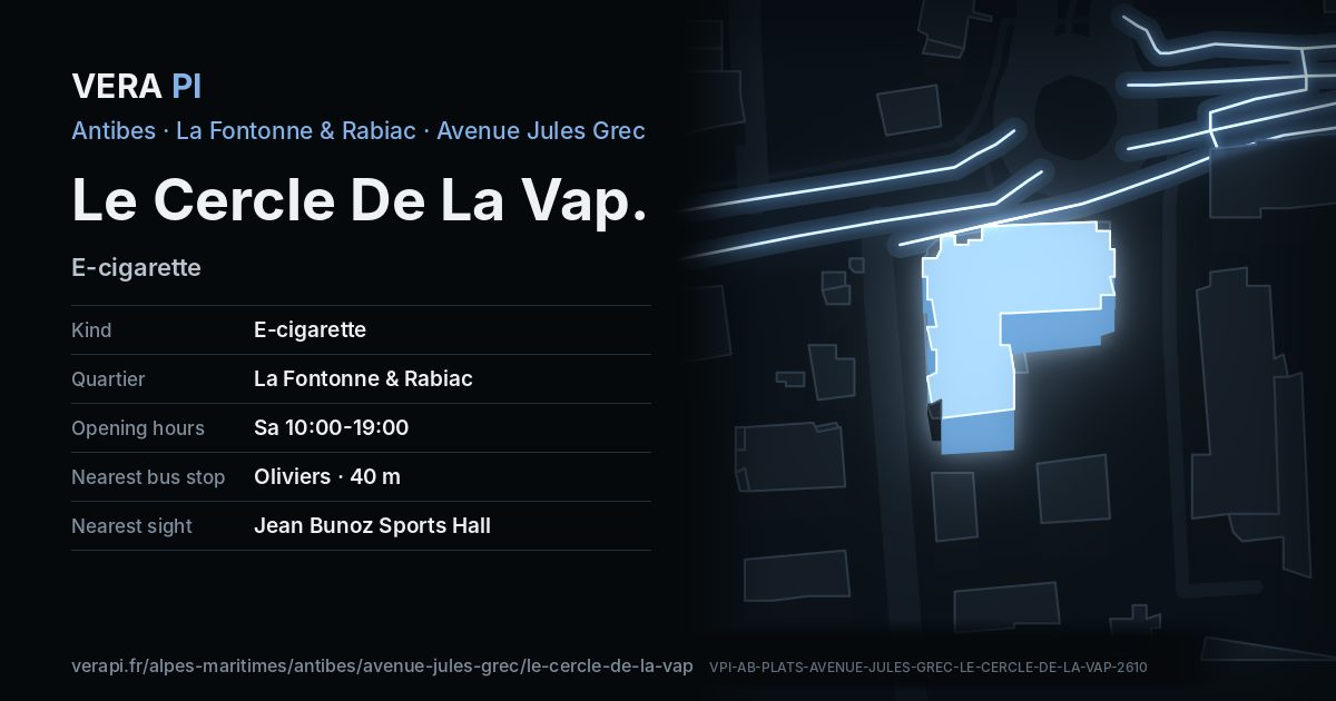The VERA PI card for Le Cercle De La Vap