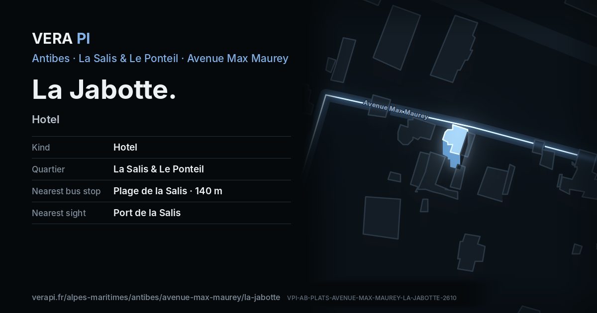 The VERA PI card for La Jabotte