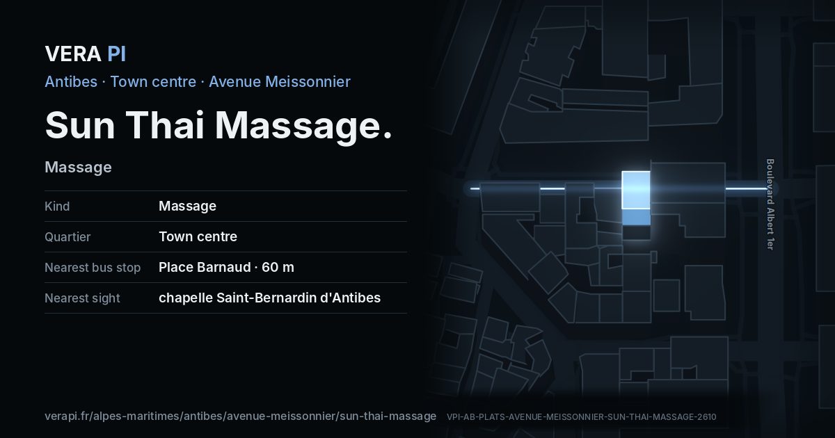The VERA PI card for Sun Thai Massage