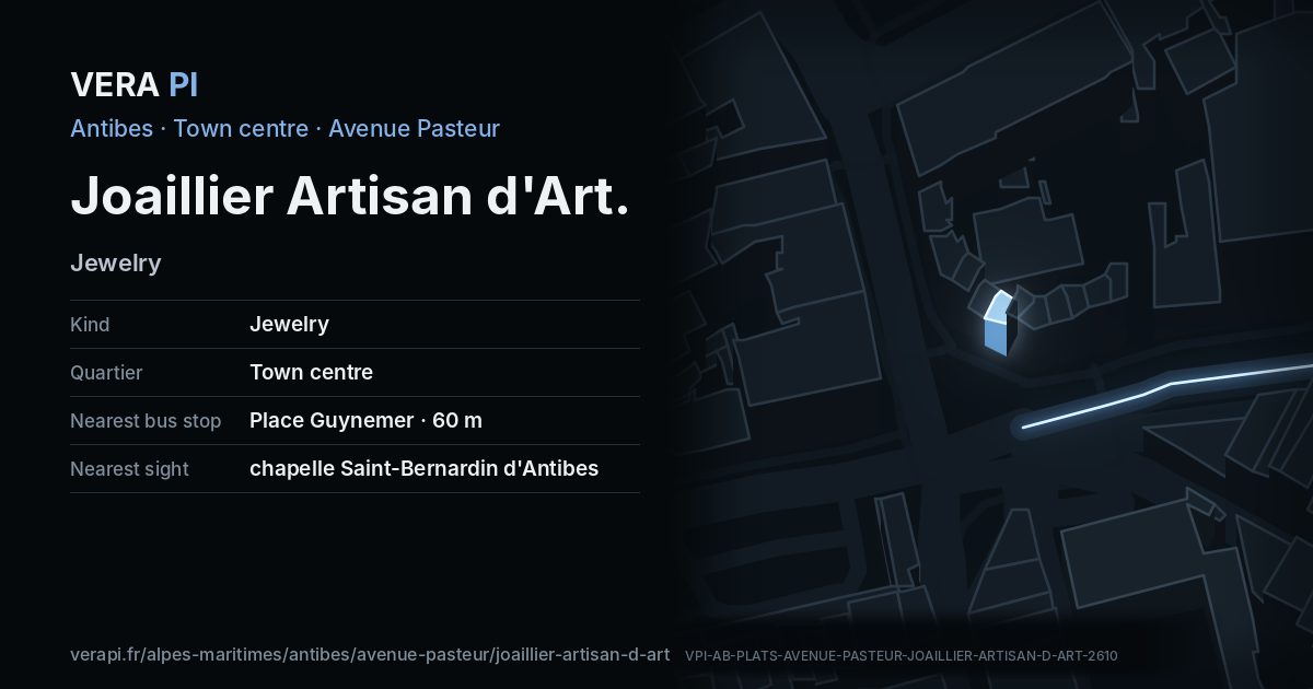 The VERA PI card for Joaillier Artisan d'Art