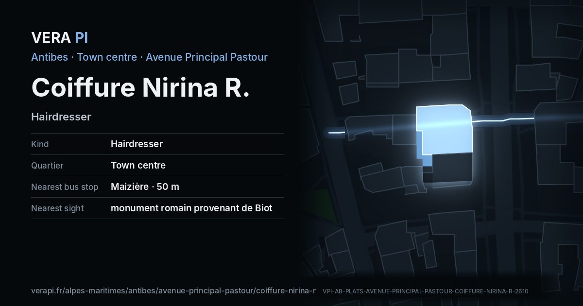 The VERA PI card for Coiffure Nirina R.