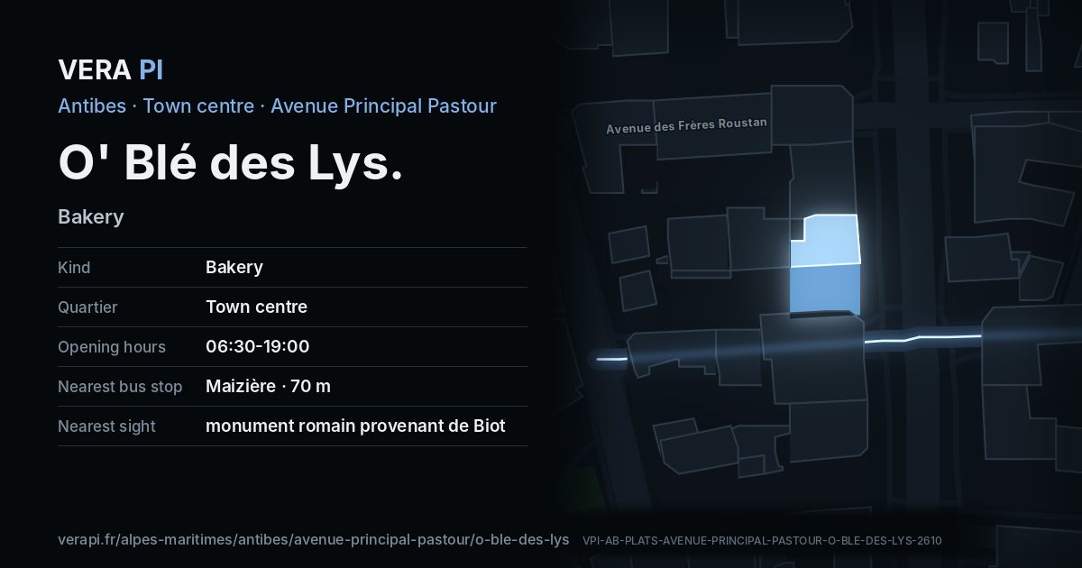 The VERA PI card for O' Blé des Lys