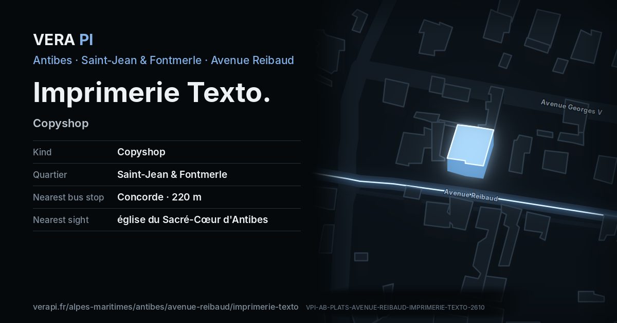 The VERA PI card for Imprimerie Texto