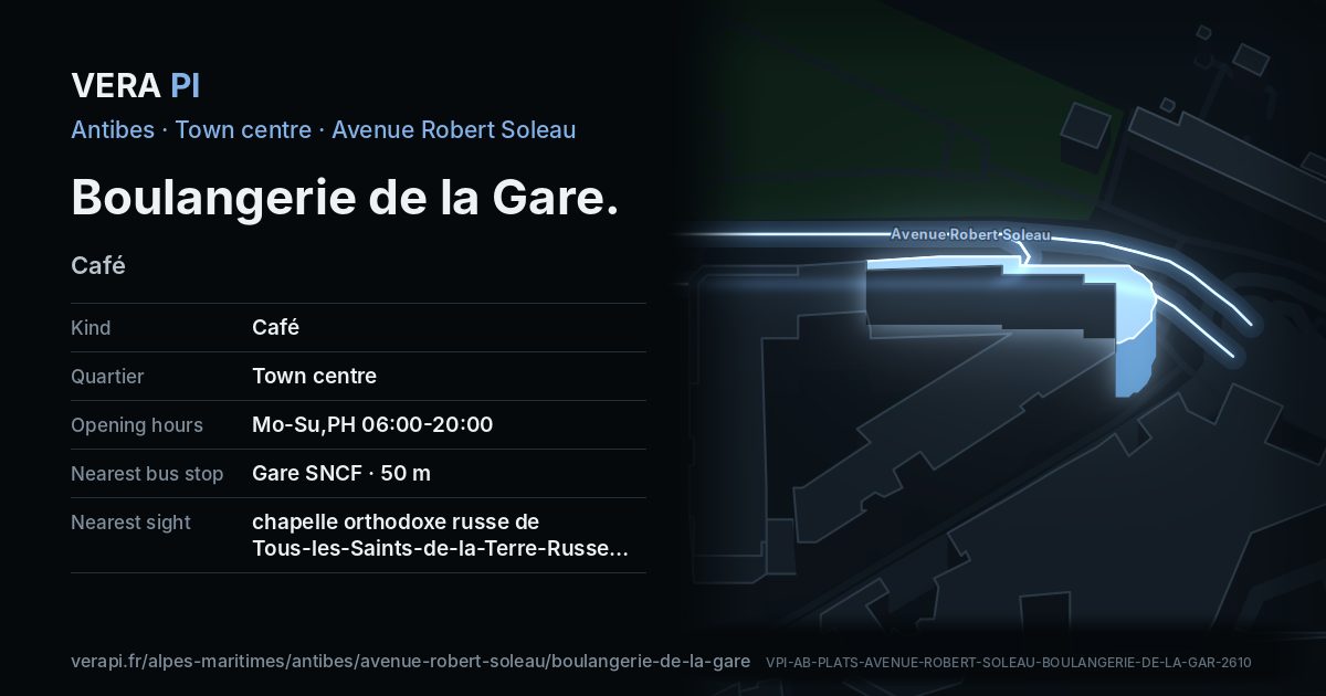 The VERA PI card for Boulangerie de la Gare