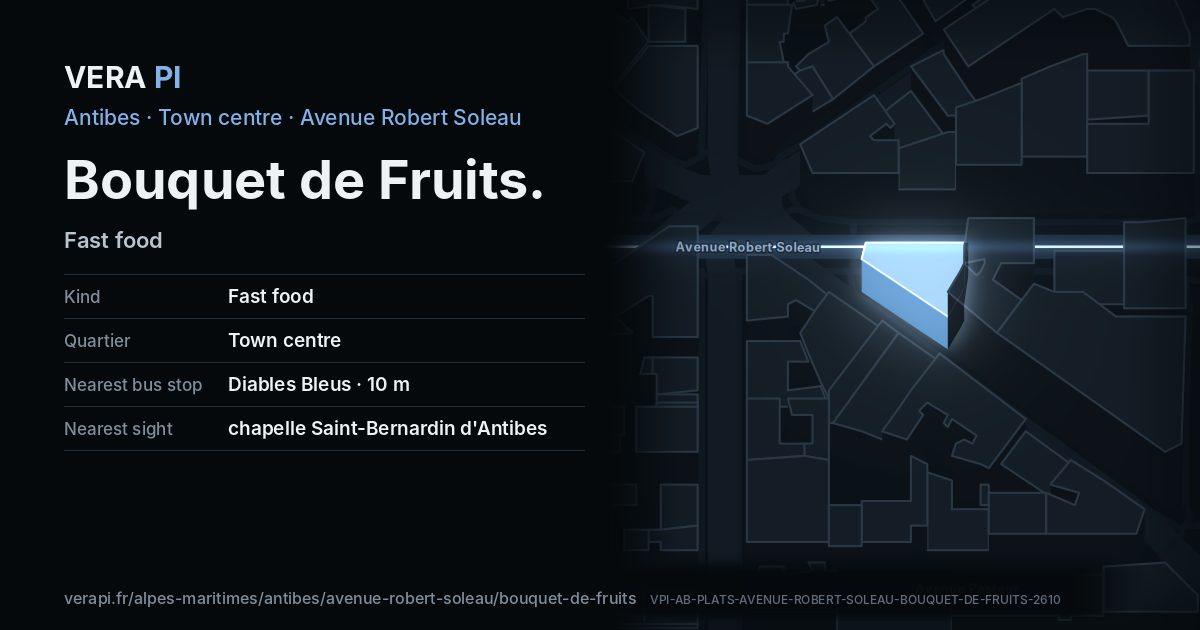 The VERA PI card for Bouquet de Fruits