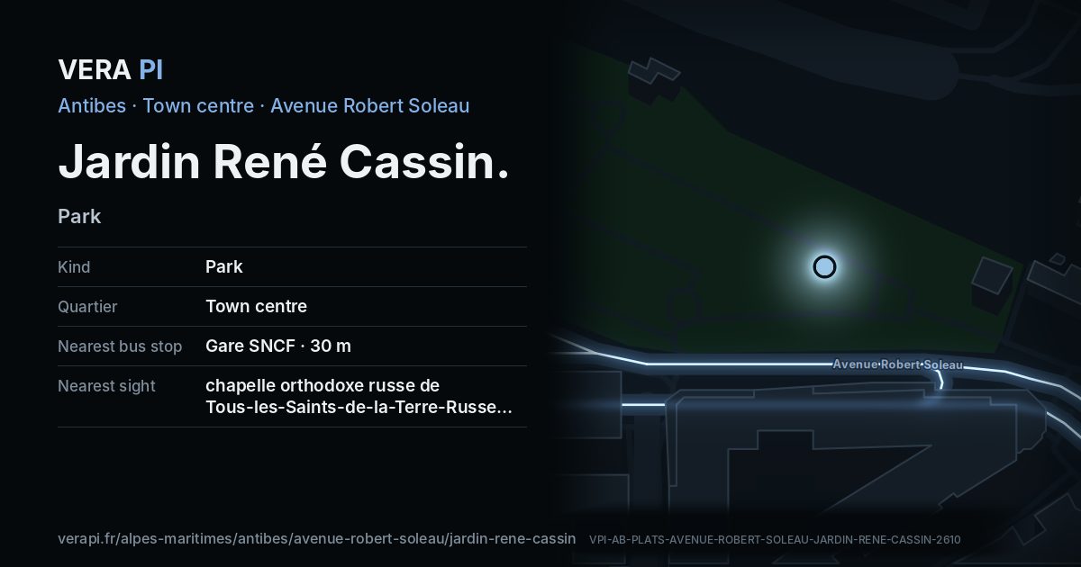 The VERA PI card for Jardin René Cassin