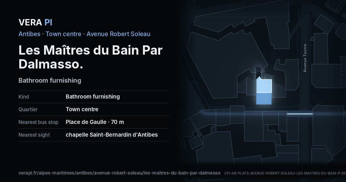 The VERA PI card for Les Maîtres du Bain Par Dalmasso