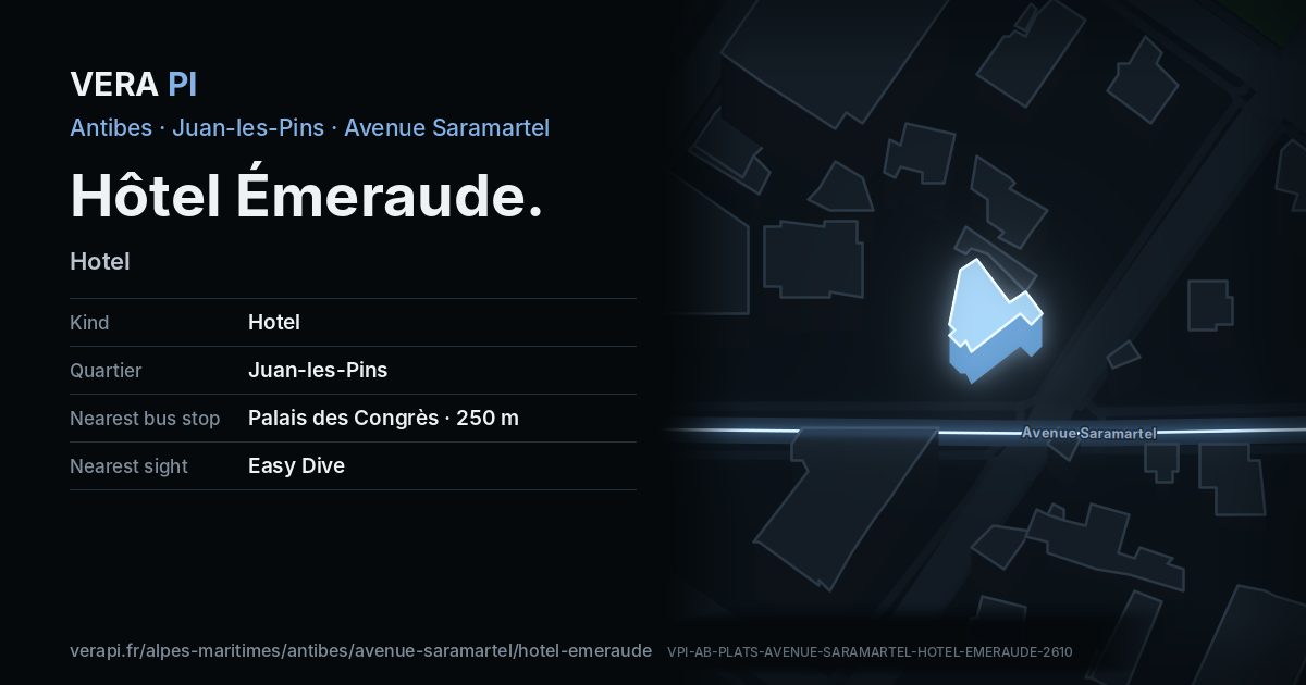 The VERA PI card for Hôtel Émeraude