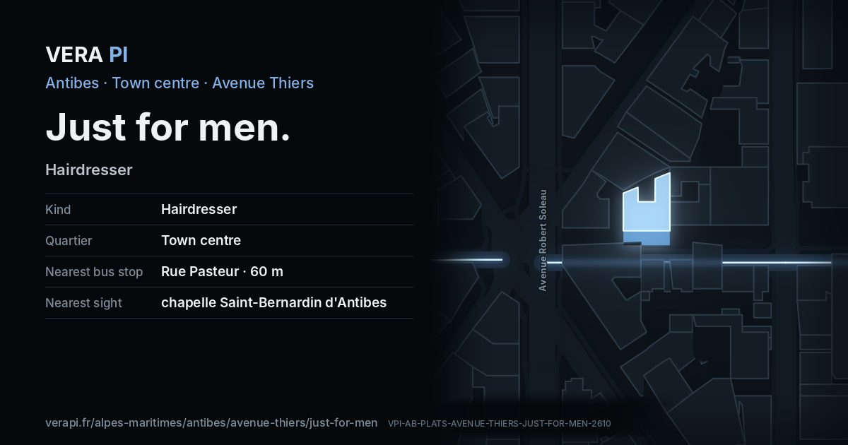 The VERA PI card for Just for men