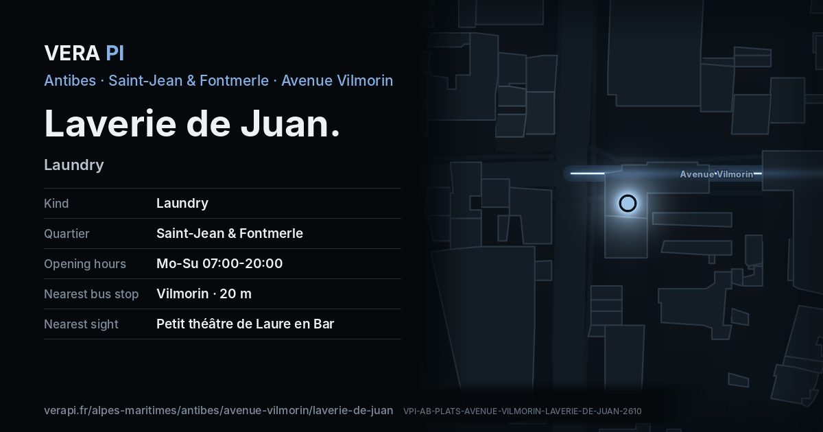 The VERA PI card for Laverie de Juan
