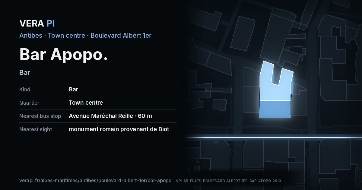 The VERA PI card for Bar Apopo