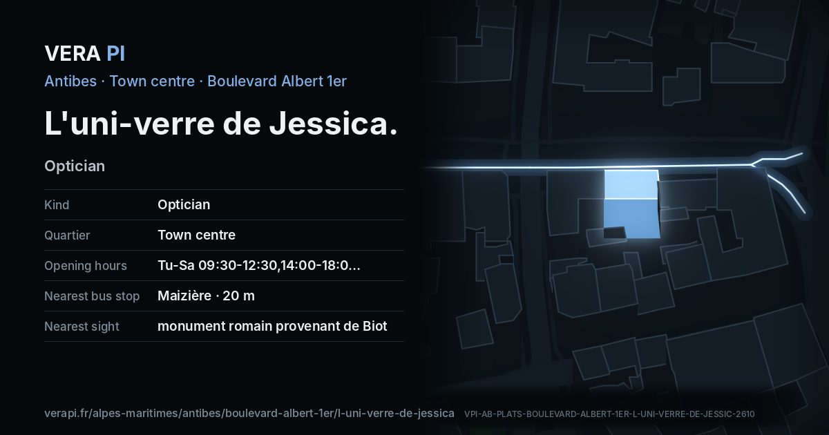 The VERA PI card for L'uni-verre de Jessica