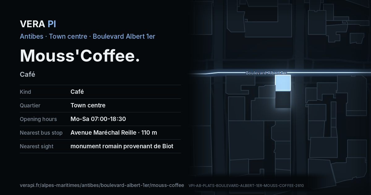 The VERA PI card for Mouss'Coffee