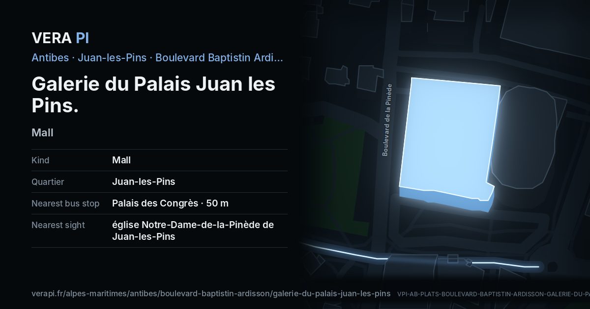 The VERA PI card for Galerie du Palais Juan les Pins