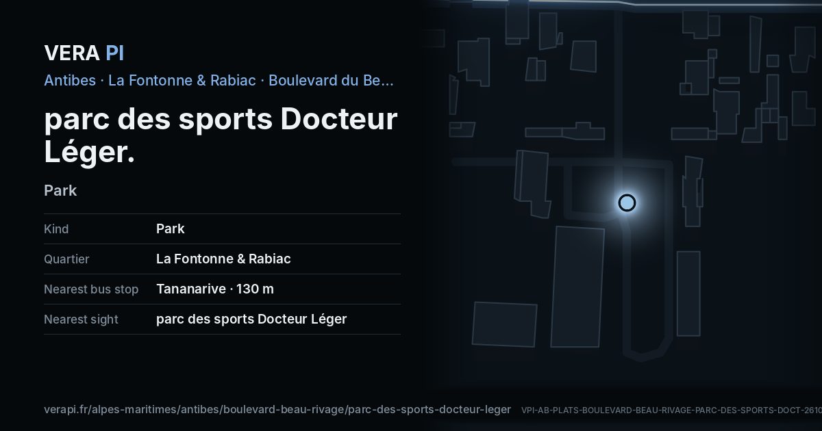 The VERA PI card for parc des sports Docteur Léger