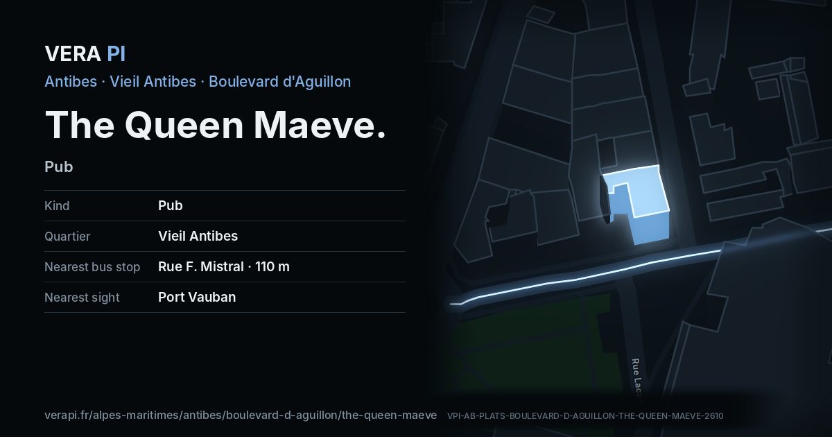 The VERA PI card for The Queen Maeve