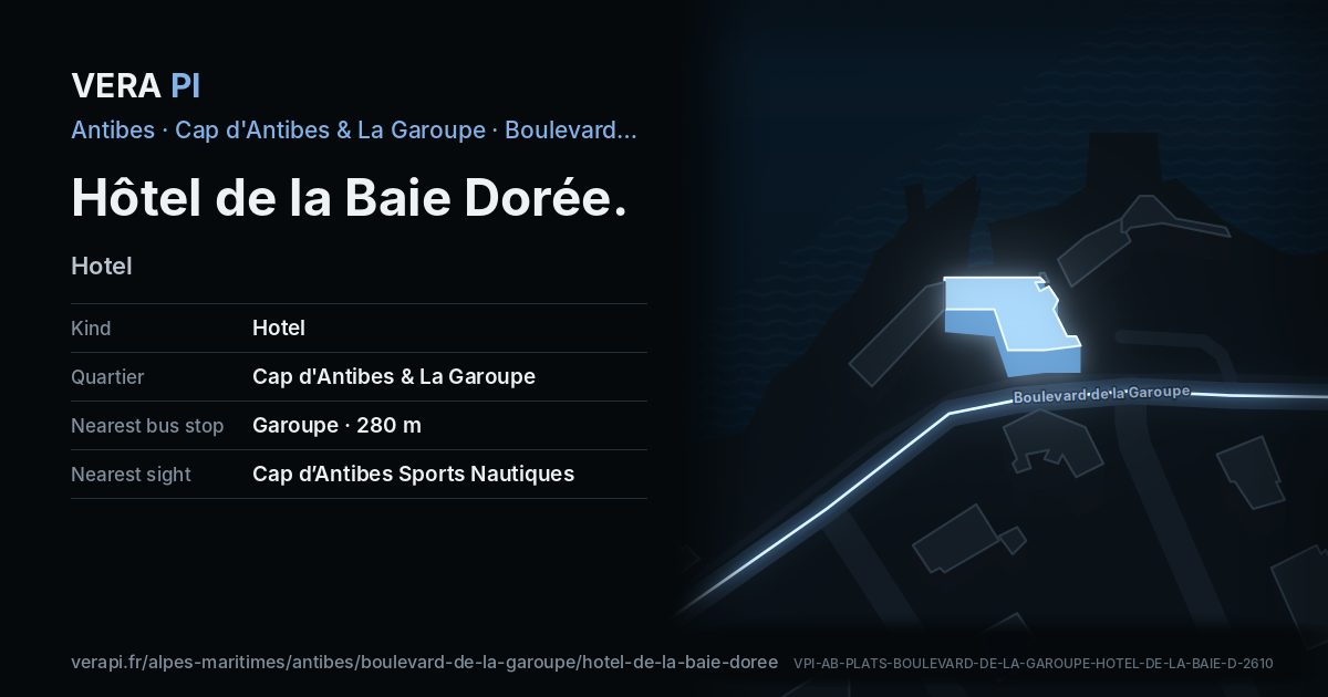 The VERA PI card for Hôtel de la Baie Dorée