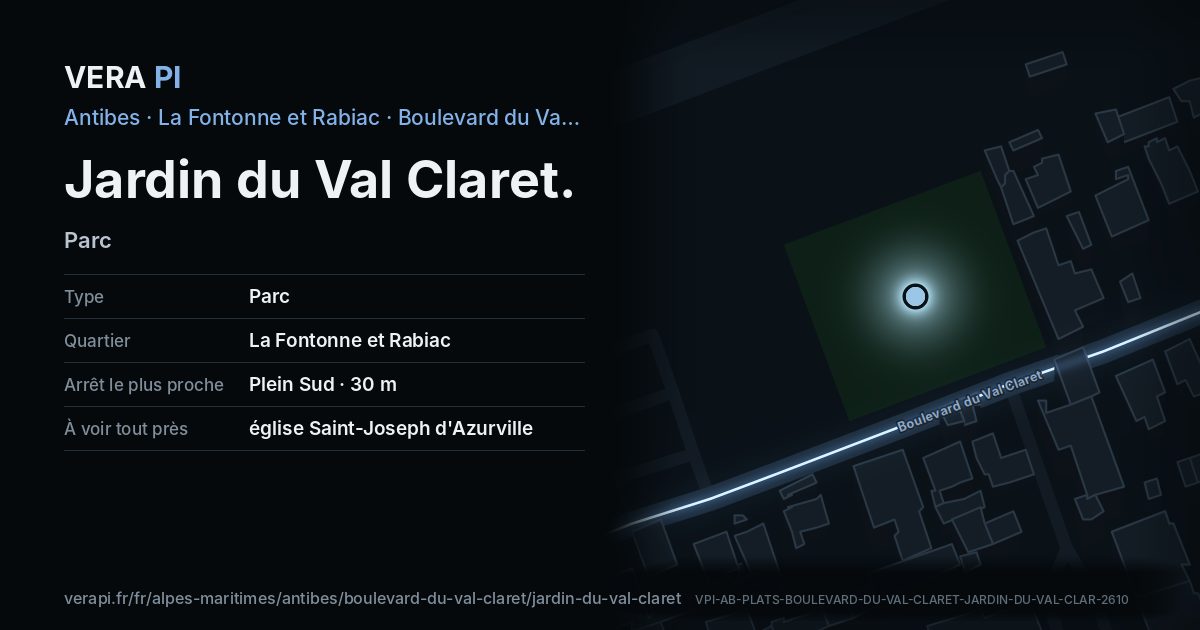 La carte VERA PI de Jardin du Val Claret