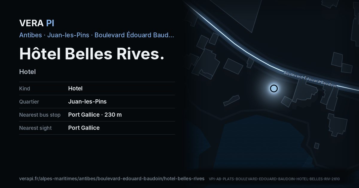 The VERA PI card for Hôtel Belles Rives