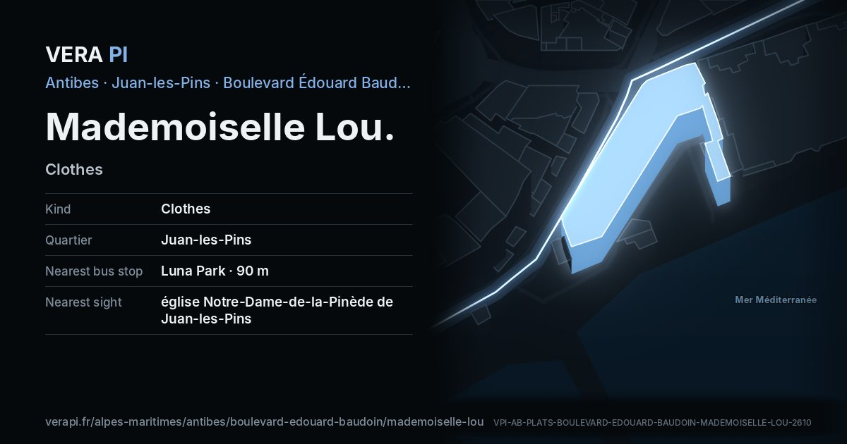 The VERA PI card for Mademoiselle Lou