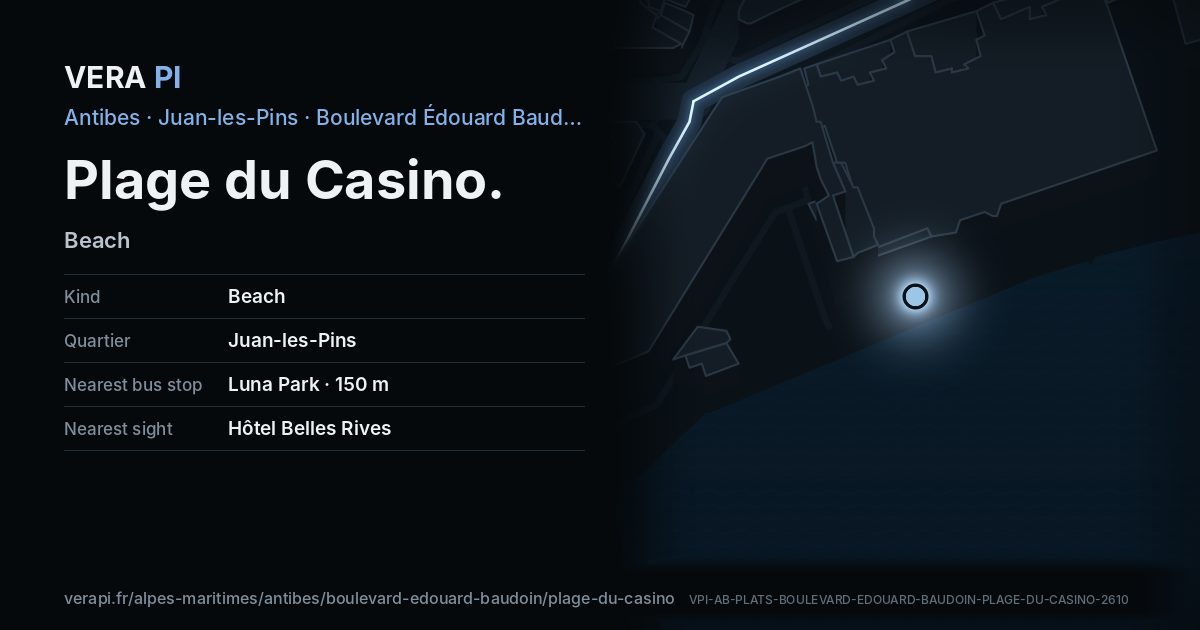 The VERA PI card for Plage du Casino