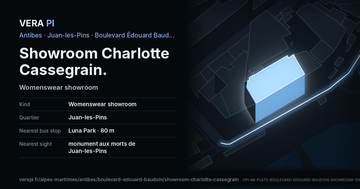 The VERA PI card for Showroom Charlotte Cassegrain