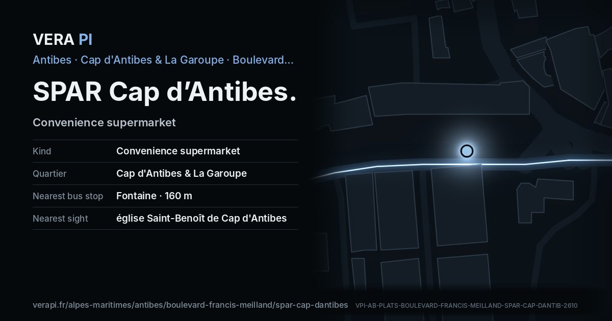 The VERA PI card for SPAR Cap d’Antibes