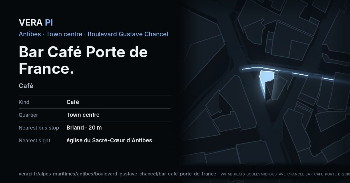 The VERA PI card for Bar Café Porte de France