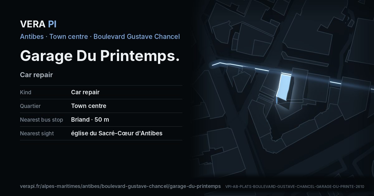 The VERA PI card for Garage Du Printemps